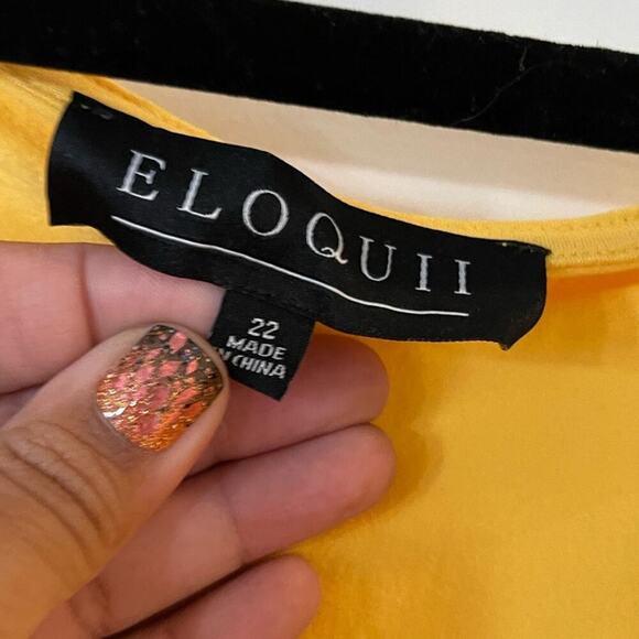 Eloquii Gathered Ruched Side High Slit Golden Yellow Dress - NWT - 22W - Picture 7 of 9